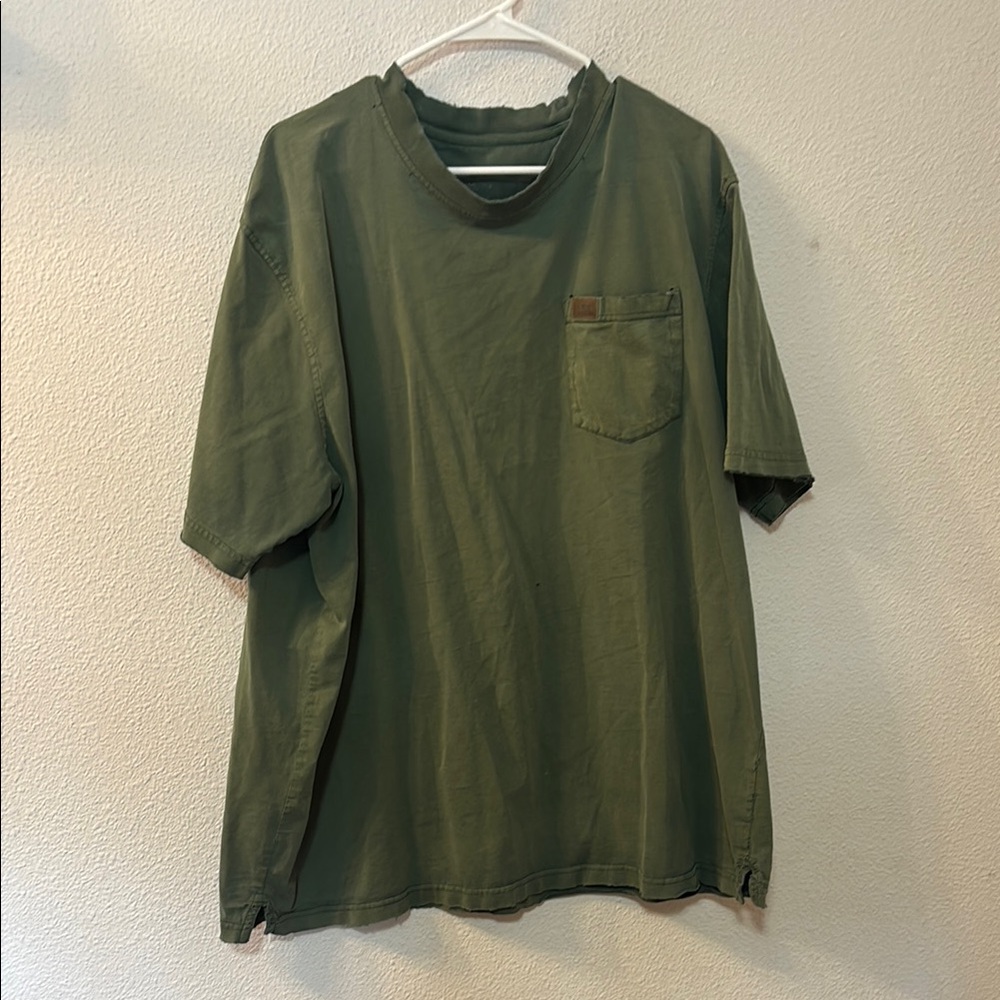 Russell Olive Green Short Sleeve Tee Casual Cotton